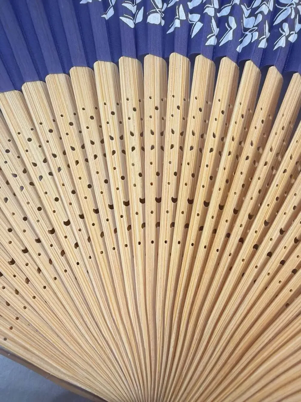 Purple Butterfly Bamboo Folding Hand Fan with Floral Fabric Sleeve 8.25